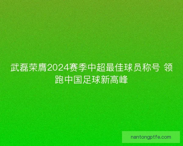 武磊荣膺2024赛季中超最佳球员称号 领跑中国足球新高峰