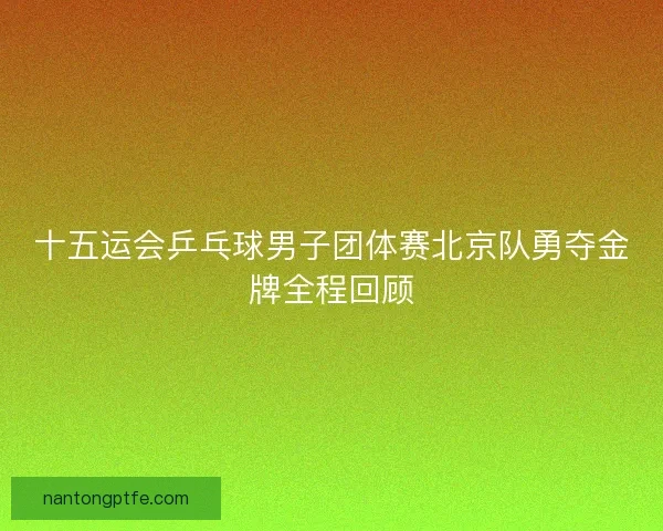十五运会乒乓球男子团体赛北京队勇夺金牌全程回顾