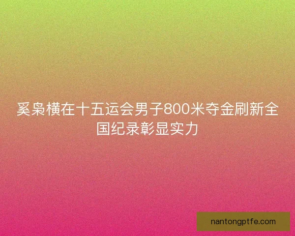 奚枭横在十五运会男子800米夺金刷新全国纪录彰显实力